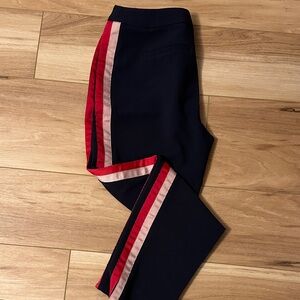 Boden Navy Pants with Red and Pink Stripes